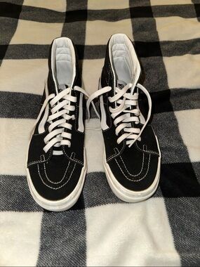 Vans Black and White High-Top Skate Shoe